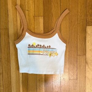 Rip Curl White and Brown Tropical Crop Top
